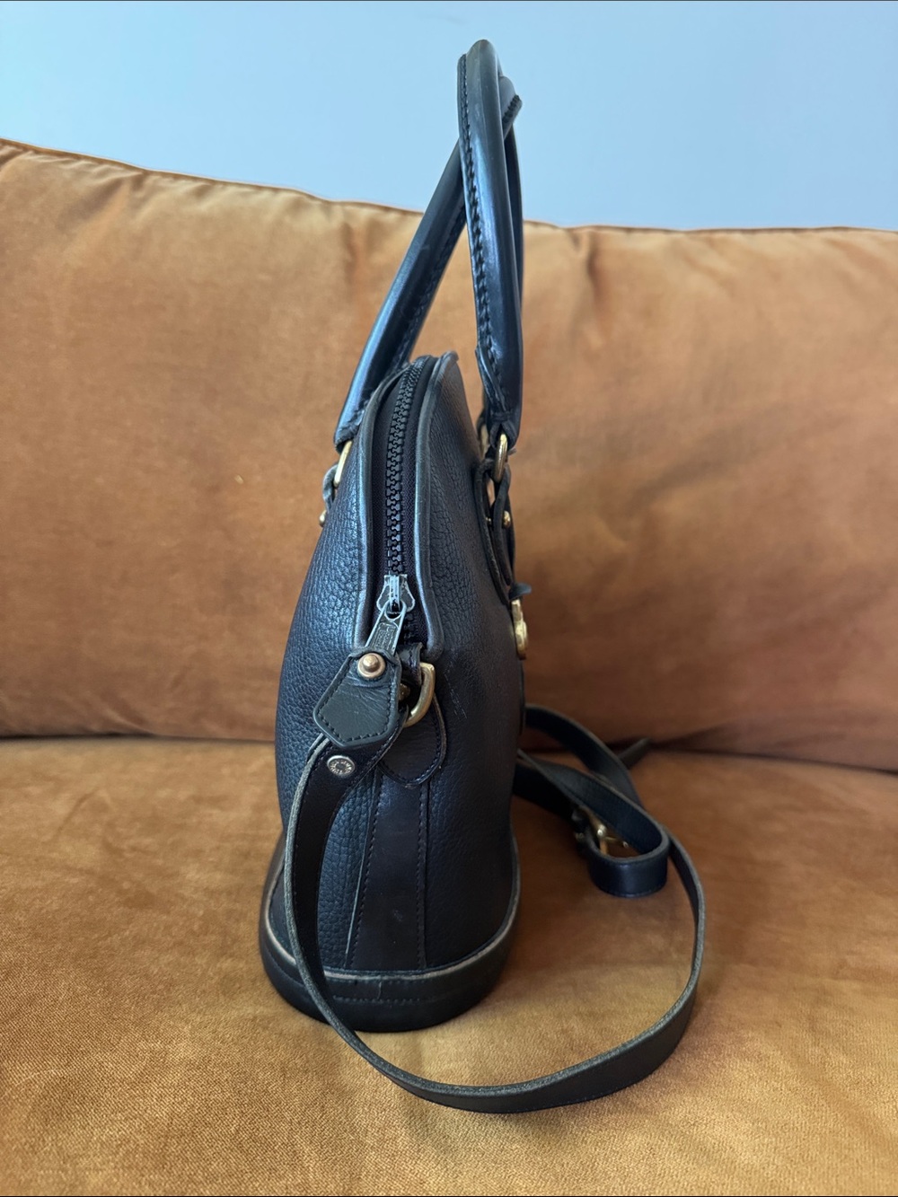 Vintage Dooney & Bourke Norfolk Satchel Navy Blue Leather AWL USA Made - Picture 5 of 10